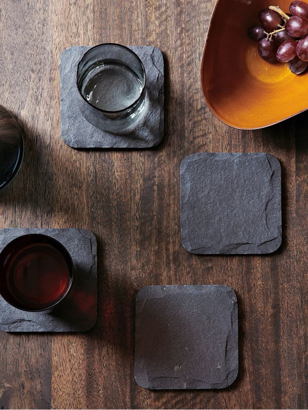 Indigo Slate Coasters with Grey Natural Stone & Twine Wrap. Set of 4. NEW ❤️